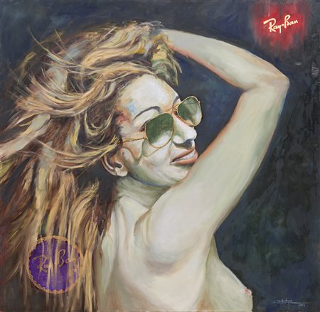 SERGIO COLOMBO Quando un oggetto diventa un mito olio su tela ed oro zecchino...