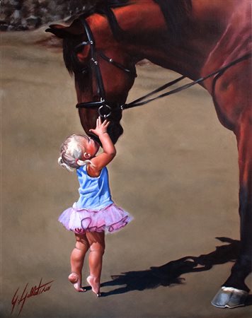 GIOVANNI SABBATINO Bacio rubato olio su tela cm 35x45