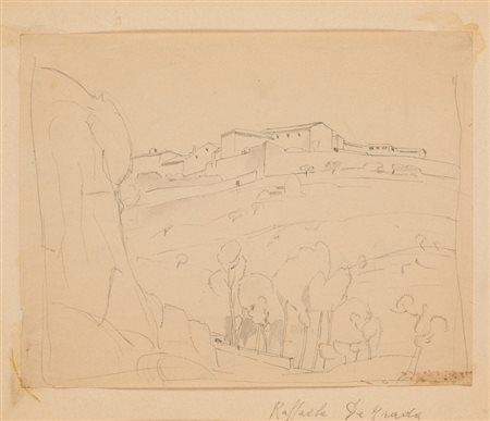RAFFAELE DE GRADA (1885-1957)Senza TitoloMatita su carta incollata su...