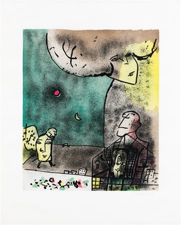 FRANCO ROGNONI (1913-1999)Senza TitoloAcquaforte Lastra cm 57x50Foglio cm...