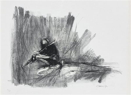 GIANCARLO CAZZANIGA (1930-2013)Senza TitoloLitografiacm 38x51,5Firma e...