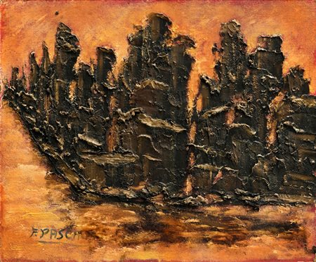 PASCALGrattacieliOlio su masonitecm 50x60Firma al fronteDichiarazione di...