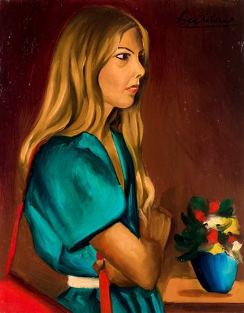 BERTOLONILa borsetta rossa, 1971Olio su tavolacm 50x40Firma, datazione,...