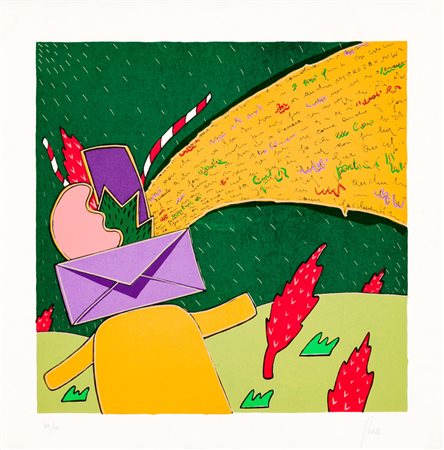 GIULIANO GHELLI (1944-2014)Senza TitoloLitografiacm 48,5x48,5Firma e...