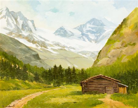 B. TAGLIABUEGran Paradiso da Cogne, 1988Olio su telacm 40x50Firma al...