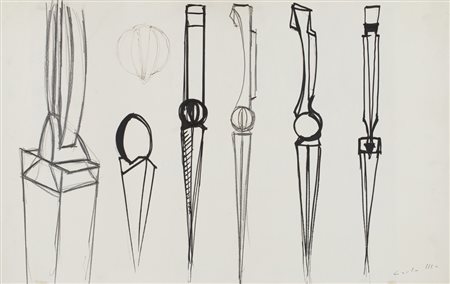 CARLO MO (1924-2005)Senza TitoloMatita grassa e inchiostro di china su...