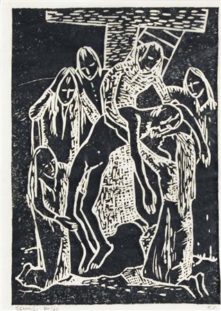 CASORATI FELICE Novara 1886 - Torino 1963 Deposizione 1938 linoincisione es....