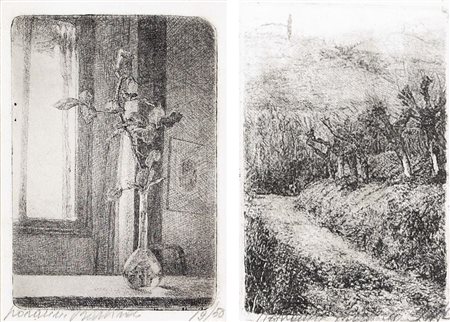 BARBISAN GIOVANNI Treviso 1914 - 1988 Soggetti vari lotto di due acqueforti...