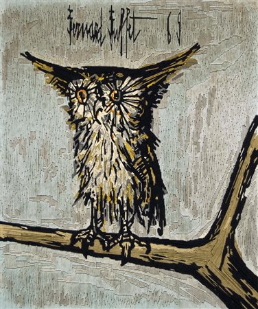 BUFFET BERNARD Parigi 1928 - 1999 La chouette 1969 arazzo 64x53 cm firma e...