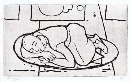 CASORATI FELICE Novara 1886 - Torino 1963 Figura accovacciata 1963 incisione...