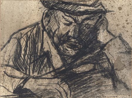 NOVATI MARCO Venezia 1895 - 1975 Bevitore disegno a carboncino su carta 21x27...