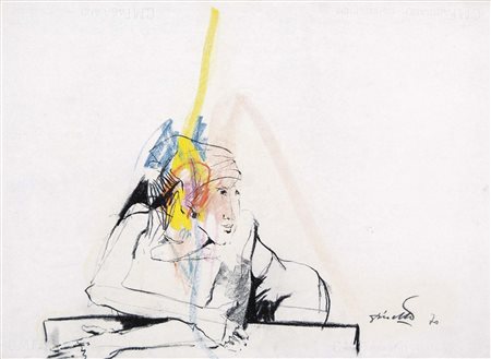 DINETTO LINO Este (Pd) 1927 Figura 1970 pastelli su carta intelata 48x65 cm...