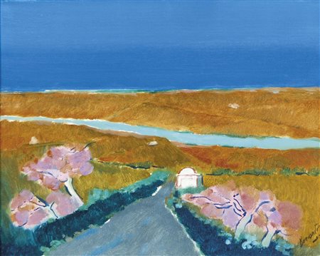 BORSATO RENATO Venezia 1927 Paesaggio del sud olio su tela 40x50 cm firma in...