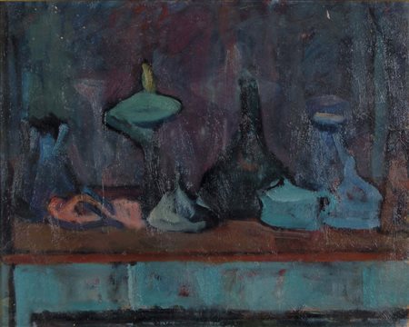 COLETTI NANDO Treviso 1907 -1979 Oggetti sul tavolo 1940 olio su tavola 35x43...