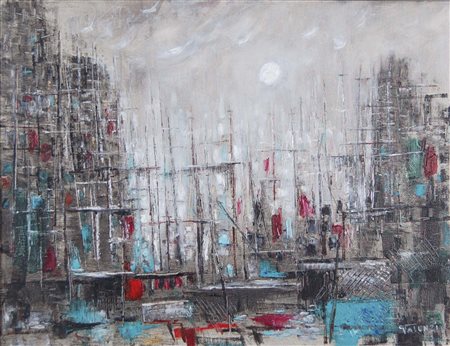 VALENZIN GIORGIO Pordenone 1901 - Venezia 1978 Bragozzi olio su tela 50x70 cm...