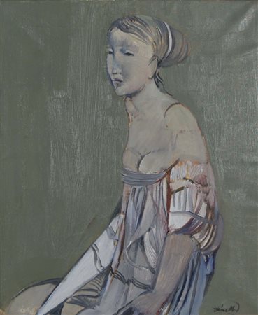 DINETTO LINO Este (Pd) 1927 Figura olio su tela 60x50 cm firma in basso a...