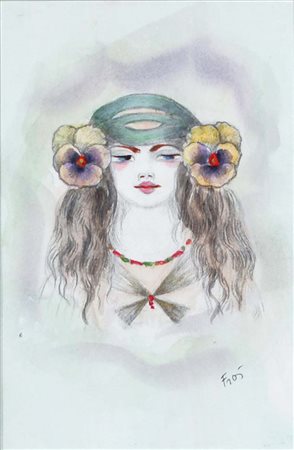 FRAI FELICITA Praga 1909 - Milano 2010 Ritratto tecnica mista su carta 24x18...