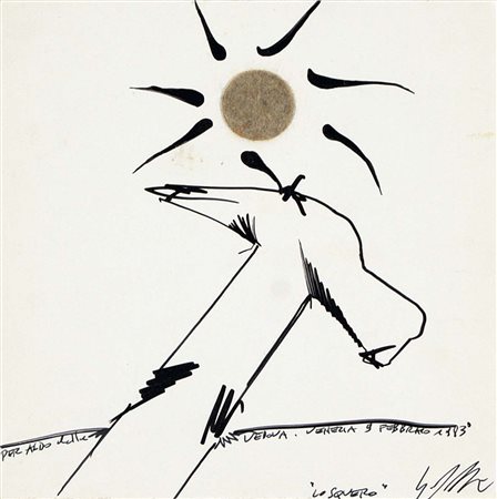 DANGELO SERGIO Milano 1932 Lo squero 1983 tecnica mista su cartoncino 20x20...