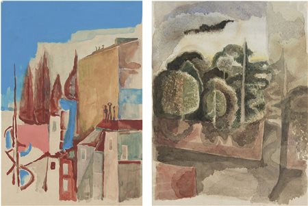 CASARIL MIRCO Venezia 1931 - 1993 Paesaggi lotto di due tecniche miste su...