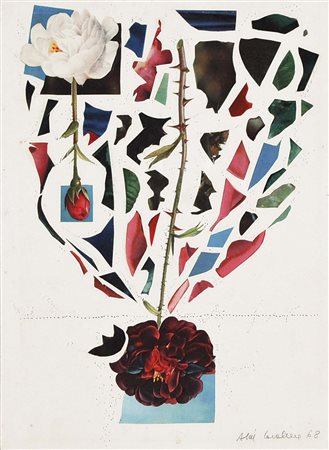 CAVALIERE ALIK Roma 1926 - Milano 1998 Rose 1968 tecnica mista e collage su...