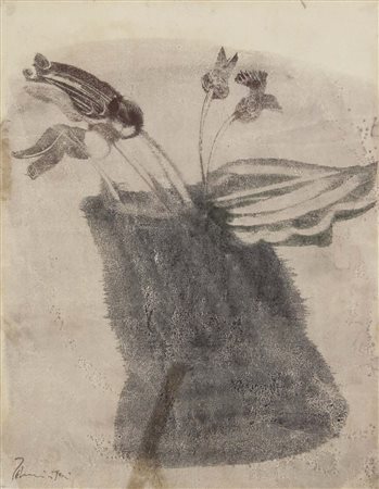 PALMINTERI GIANNI Feltre 1924 - 1996 Vaso di fiori tecnica mista su carta...