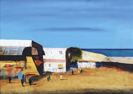 MAGAZZINI SALVATORE Pistoia 1955 Sharm el Sheick olio su tavola 50x70 cm...