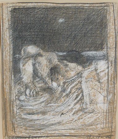 SAVINIO RUGGERO Torino 1934 Giochi d'acqua 1974 pastelli e tecnica mista su...