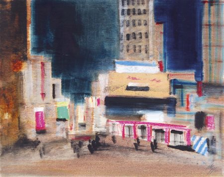 MAGAZZINI SALVATORE Pistoia 1955 New York olio su tavola 40x50 cm firma in...