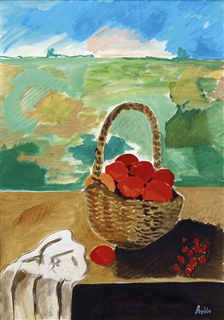 BREDDO GASTONE Padova 1915 - 1990 Cesto di frutta olio su tela 100x70 cm...