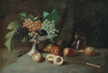 POZZATO PARIDE Rovigo 1899 - 1971 Natura morta olio su tela 51x75 cm firma in...