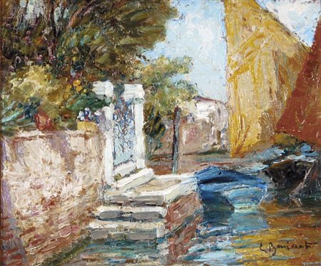 BONIVENTO EUGENIO Chioggia 1880 - Milano 1956 Giardino lagunare olio su...
