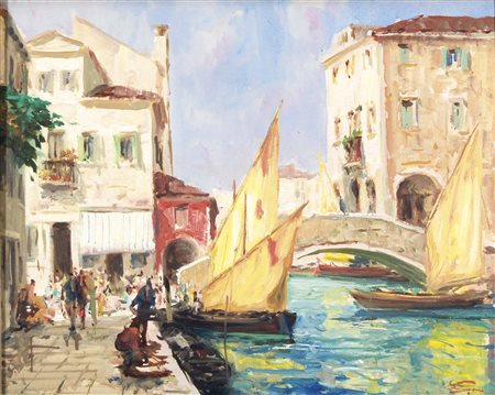PAGAN LUIGI Chioggia 1907 - 1980 Colori di Chioggia olio su tavola 40x50 cm...