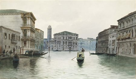 PROSDOCIMI ALBERTO Venezia 1852 - 1925 Canal Grande 1892 acquerello su carta...