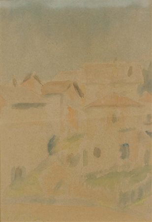 TOMEA FIORENZO Zoppe di Cadore 1910 - Milano 1960 Case in Cadore acquerello...