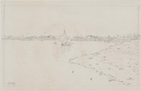 CIARDI GUGLIELMO Venezia 1842 - 1917 Nelle isole 1882 disegno a matita su...