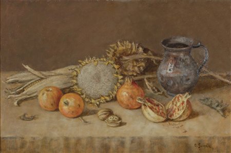 SOVILLA CARLO Belluno 1928 Natura morta olio su tavola 40x60 cm firma in...