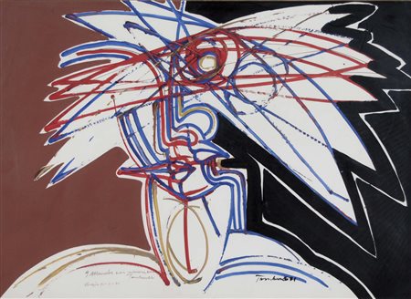 TAMBURELLO CONCETTO 1947 senza titolo 1971 tecnica mista su carta 50x70 cm...