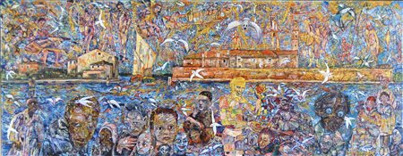 BUSSOTTI RENZO Firenze 1925 Laguna tra le ragnatele del tempo - Chiesa di...