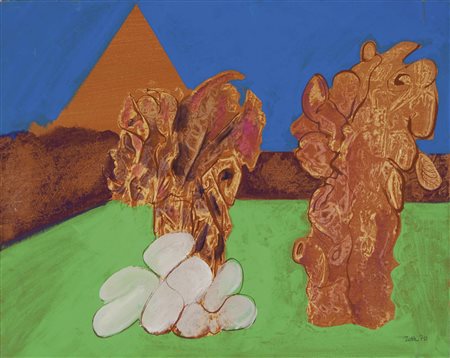 ZOTTI CARMELO Trieste 1933 - Treviso 2007 Piramide 1970 olio su tela 40x50 cm...