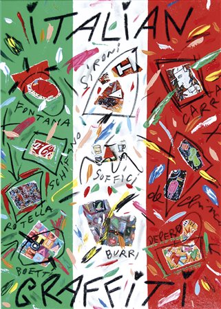DONZELLI BRUNO Napoli 1941 Italian graffiti acrilici su tela 70x50 cm firma...