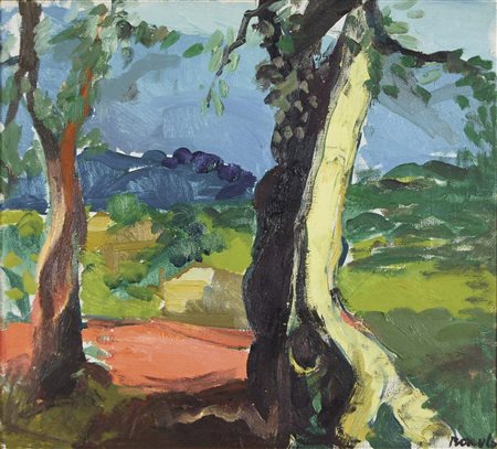 BOSCOLO NATTA Chioggia 1925 - Venezia 2002 Paesaggio 1969 olio su tela 45x50...