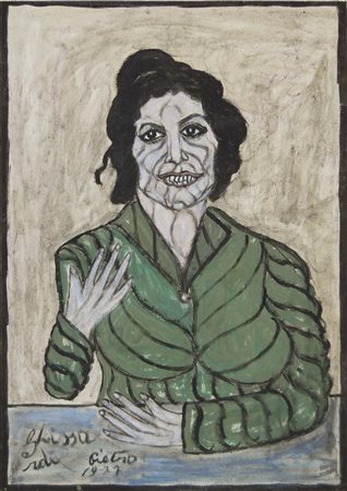 GHIZZARDI PIETRO Mantova 1906 - 1986 Modella 1977 tecnica mista su cartoncino...