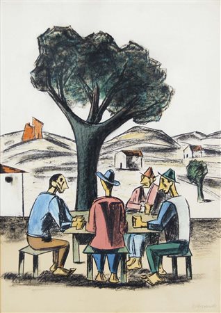 MORANDO PIETRO Alessandria 1889 - 1980 Contadini tecnica mista su carta 70x50...