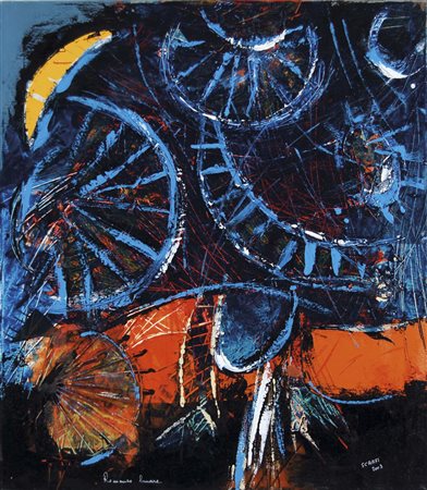 SCARFI' ATTILIO Arona 1931 Romanzo lunare 2003 olio su tela 80x70 cm firma...