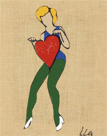 LODOLA MARCO Dorno (Pv) 1955 Pin up 2000 smalti e collage su tela grezza...