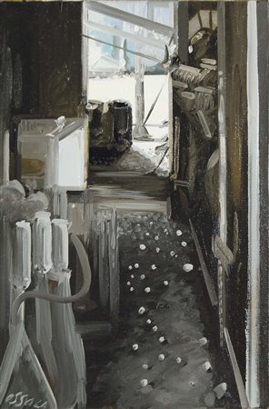 OSSOLA GIANCARLO Milano 1935 Passaggio 2001 olio su tela 60x40 cm firma in...