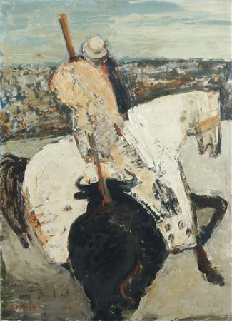 FIUME SALVATORE Comiso 1915 - Milano 1997 Corrida (primi anni '70) olio su...