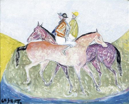 CESETTI GIUSEPPE Tuscania 1902 - Viterbo 1991 Derby 1972 olio su tela 40x50...