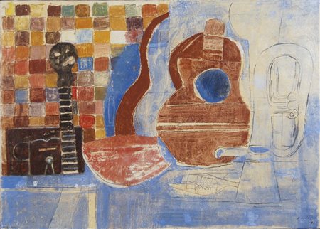 SAETTI BRUNO Bologna 1902 - Venezia 1984 Natura morta 1973 tempera su carta...