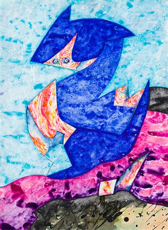 GIANNI DOVA (1925-1991)Senza TitoloTempera su carta intelatacm 50x37,5Firma...